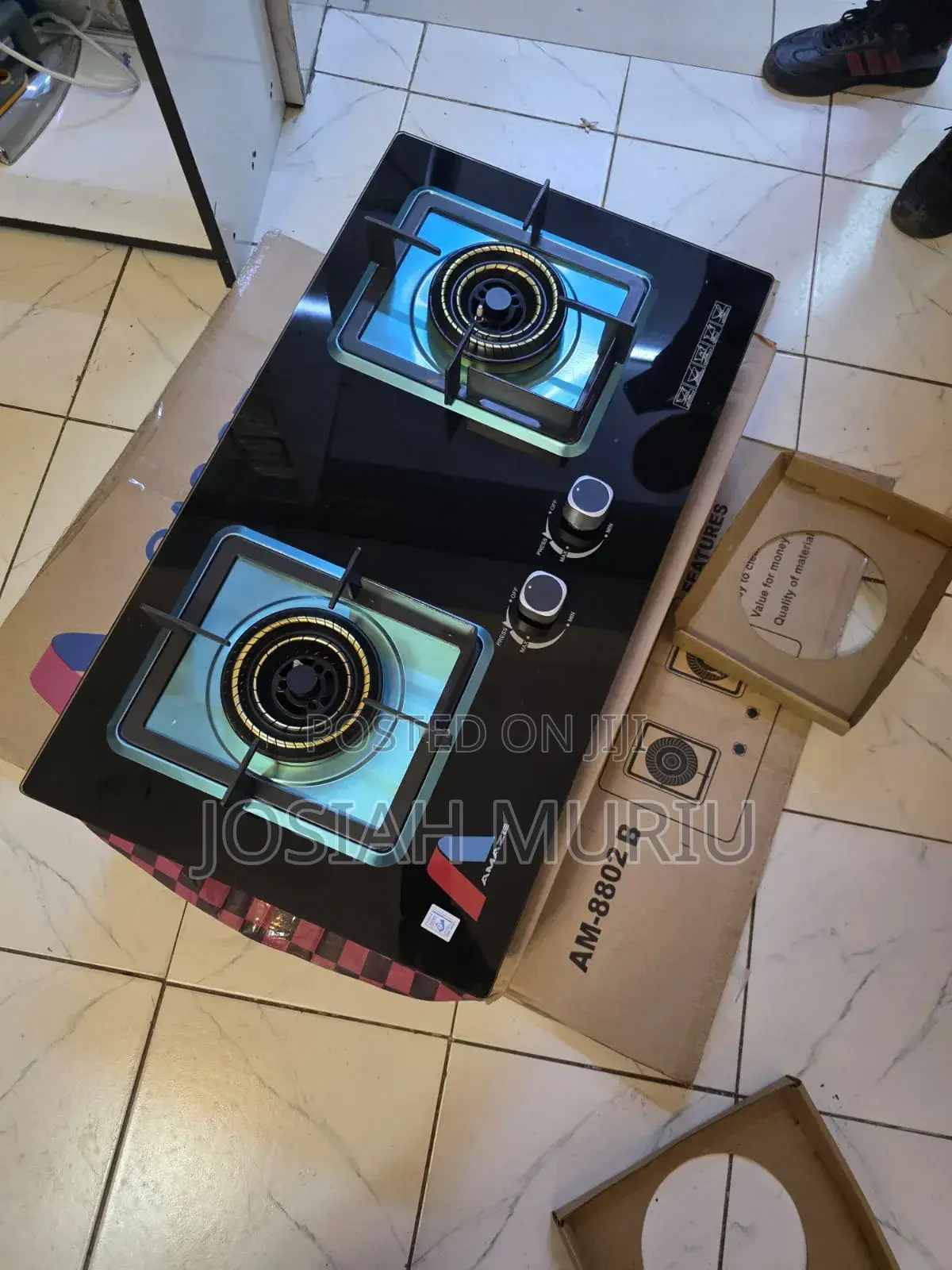 Amaze Black 2 Burner Inbuilt Cooker