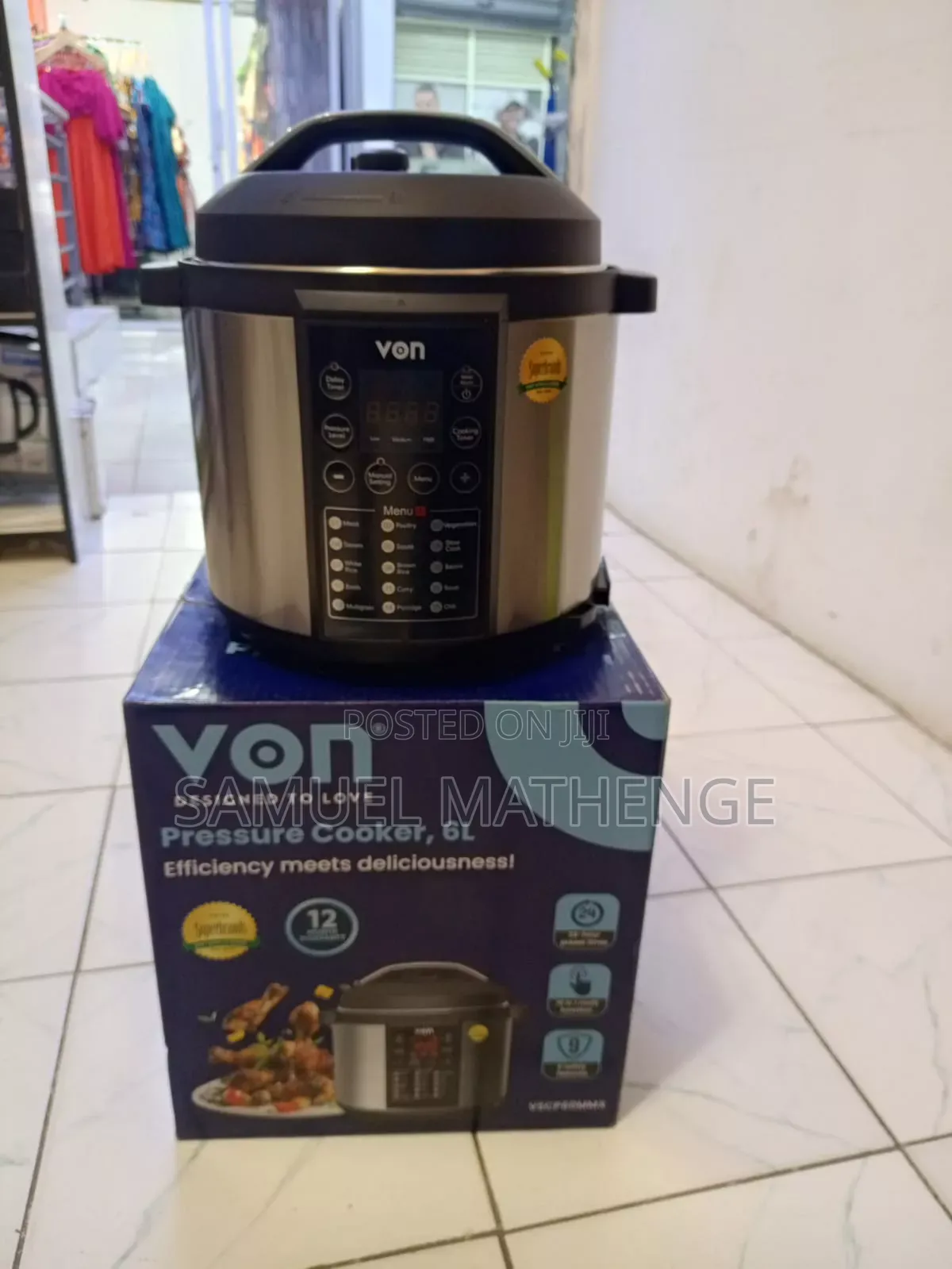 Von 6l Digital Electric Pressure Cooker Preset Programs, Stainless