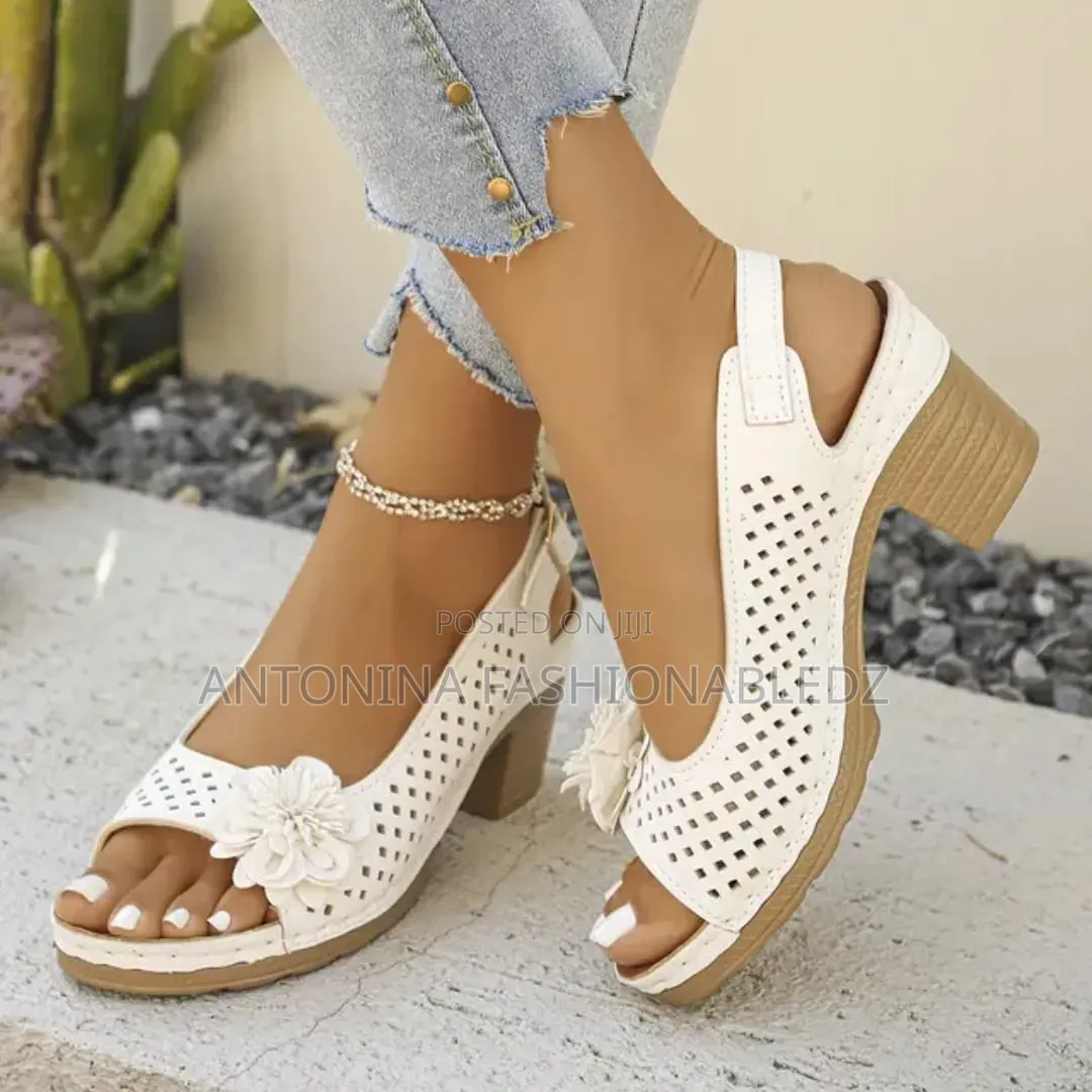 Flowered Peeps Toe Heel