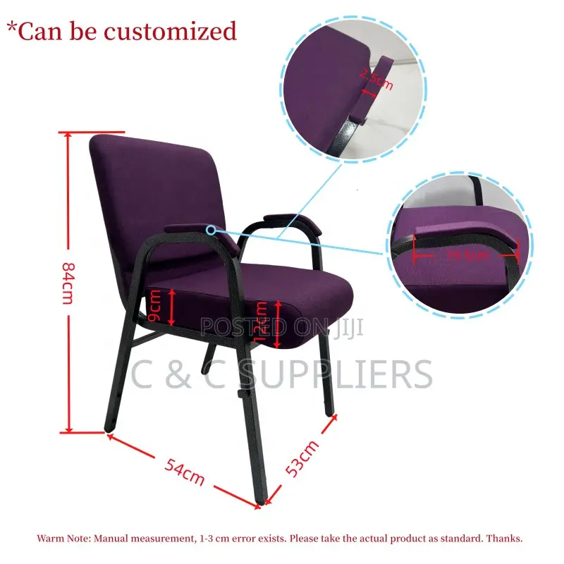 Stackable Church Chair -Padded Fabric