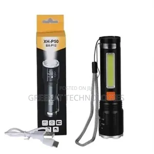 Flashlight Rechargeable Xh-p50 Zooming Light Torch Has Red Warning