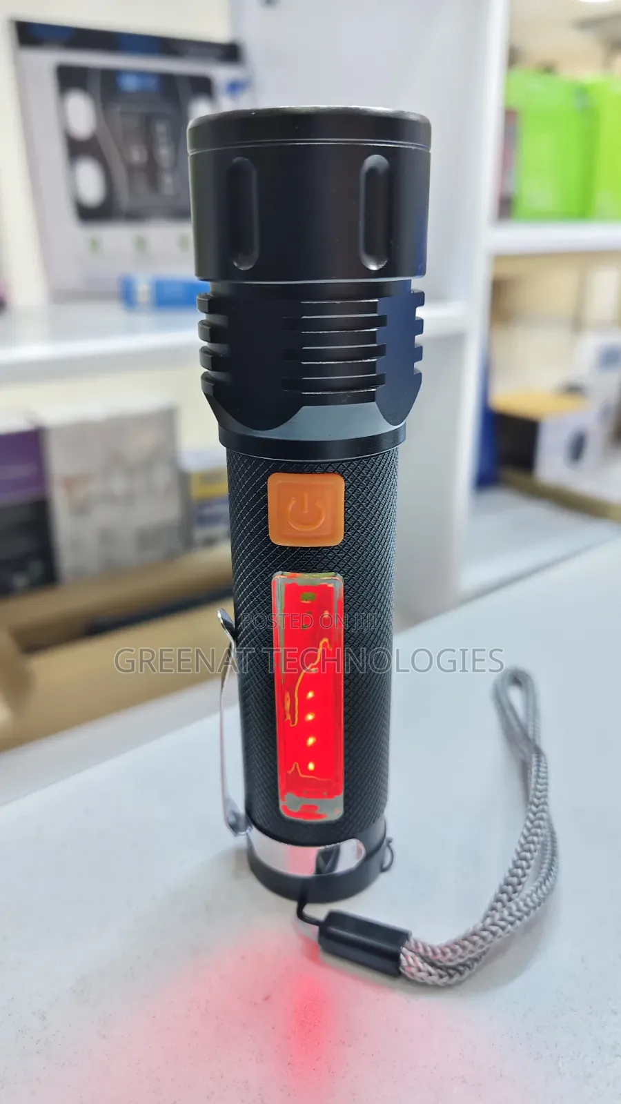 Flashlight Rechargeable Xh-p50 Zooming Light Torch Has Red Warning