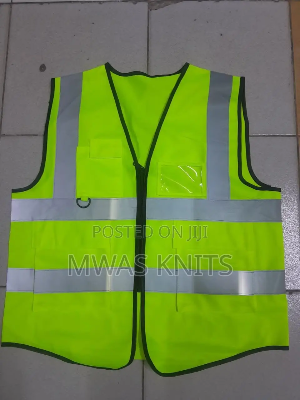 Lime Green Plain Reflector Zip And Pocket