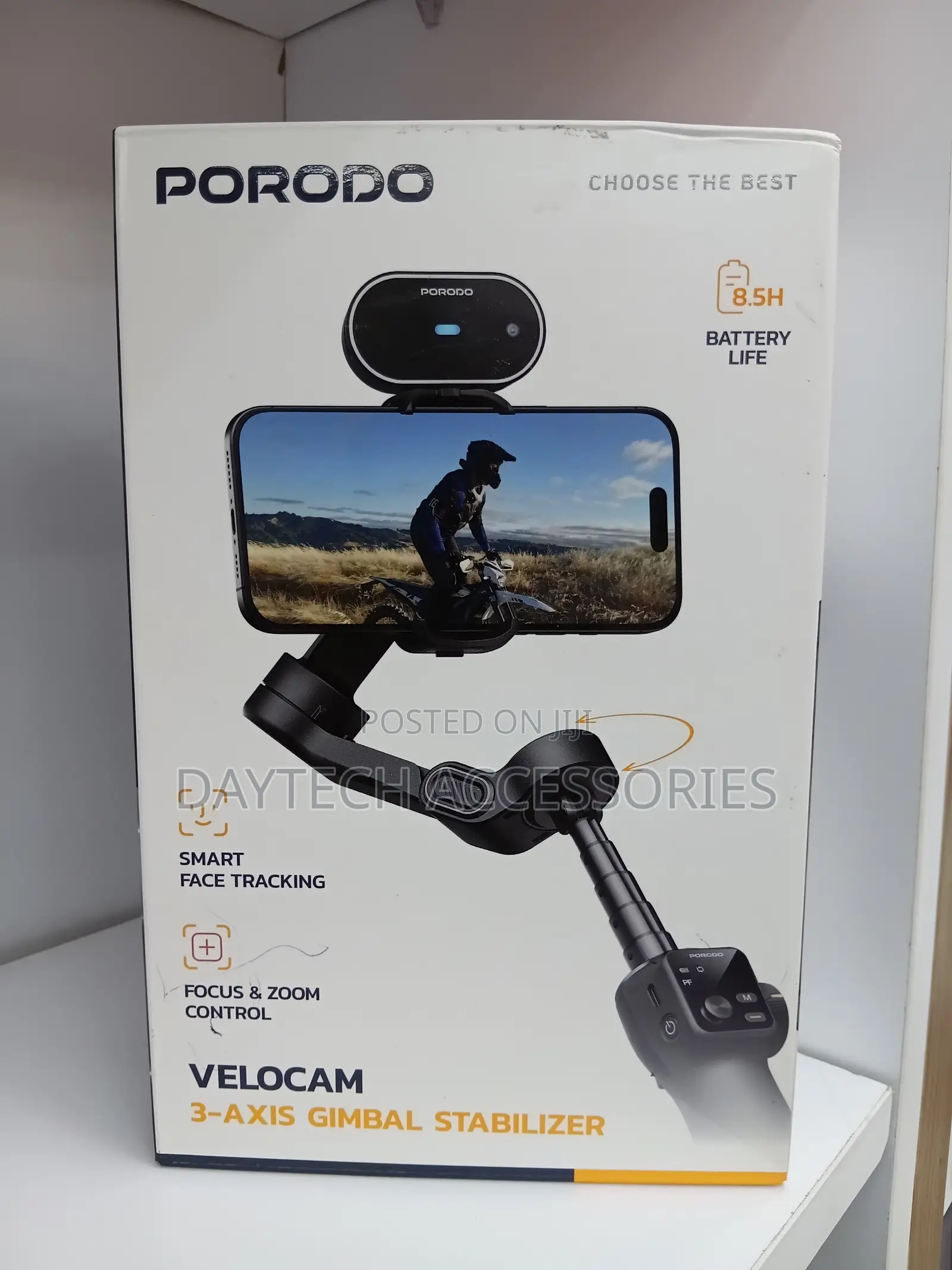 Porodo Velocam 3-Axis Gimbal Stabilizer With Smart Face Tracking.