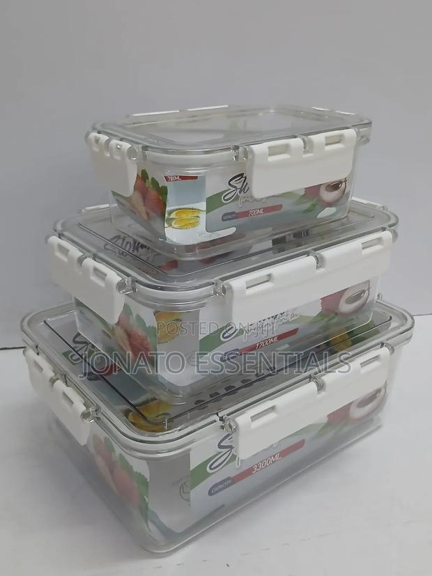 3-Piece Airtight Acrylic Food Storage Container Set - Clear - thumbnail 2