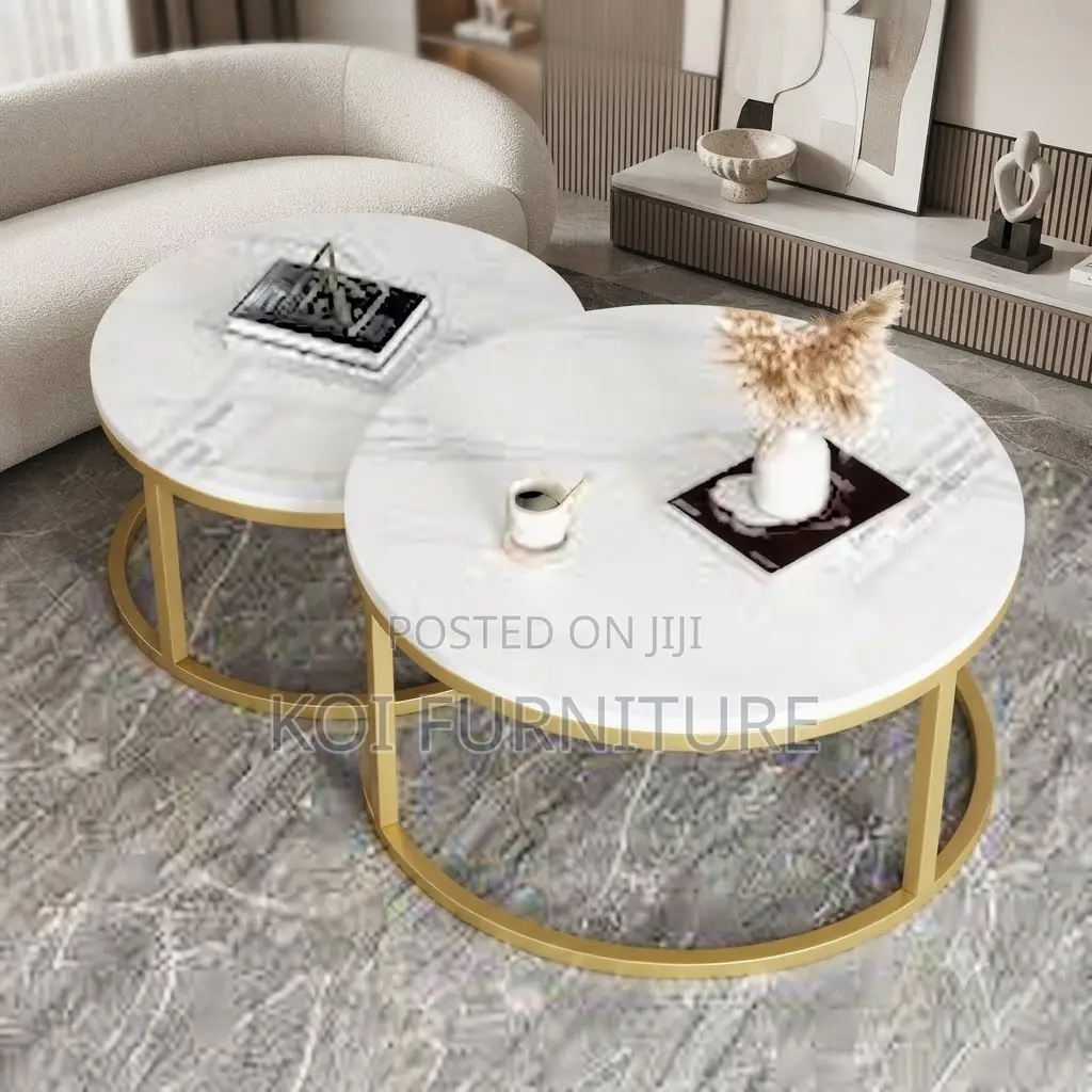 Coffee Table; Brown-Made Home Office Marble Coffee Table