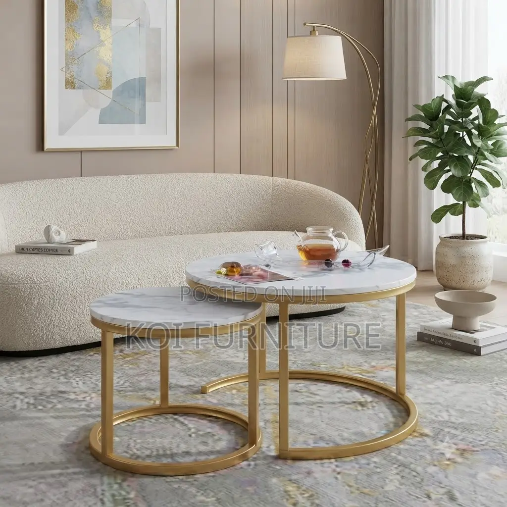 Coffee Table; Brown-Made Home Office Marble Coffee Table