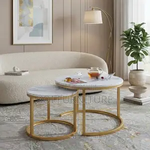 Coffee Table; Brown-Made Home Office Marble Coffee Table