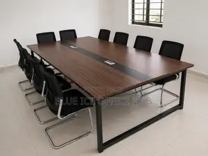 Office Meeting Table With Metallic Frame