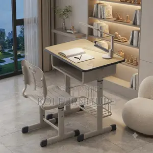 Home Desk; Adjustable Brown-Gray School Learning Desk