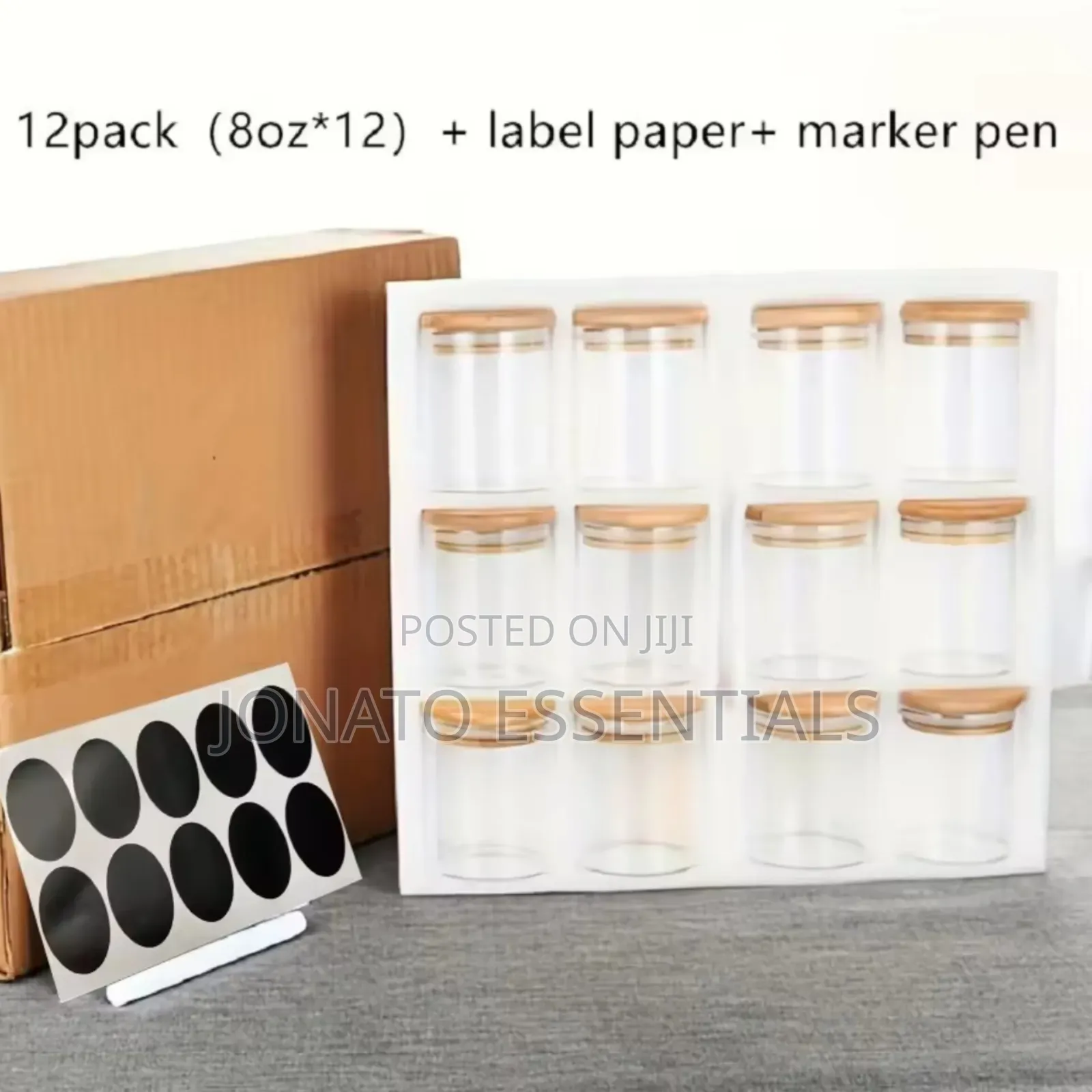 12pcs Glass Storage Jars With Bamboo Lids - Airtight Pantry Organizers