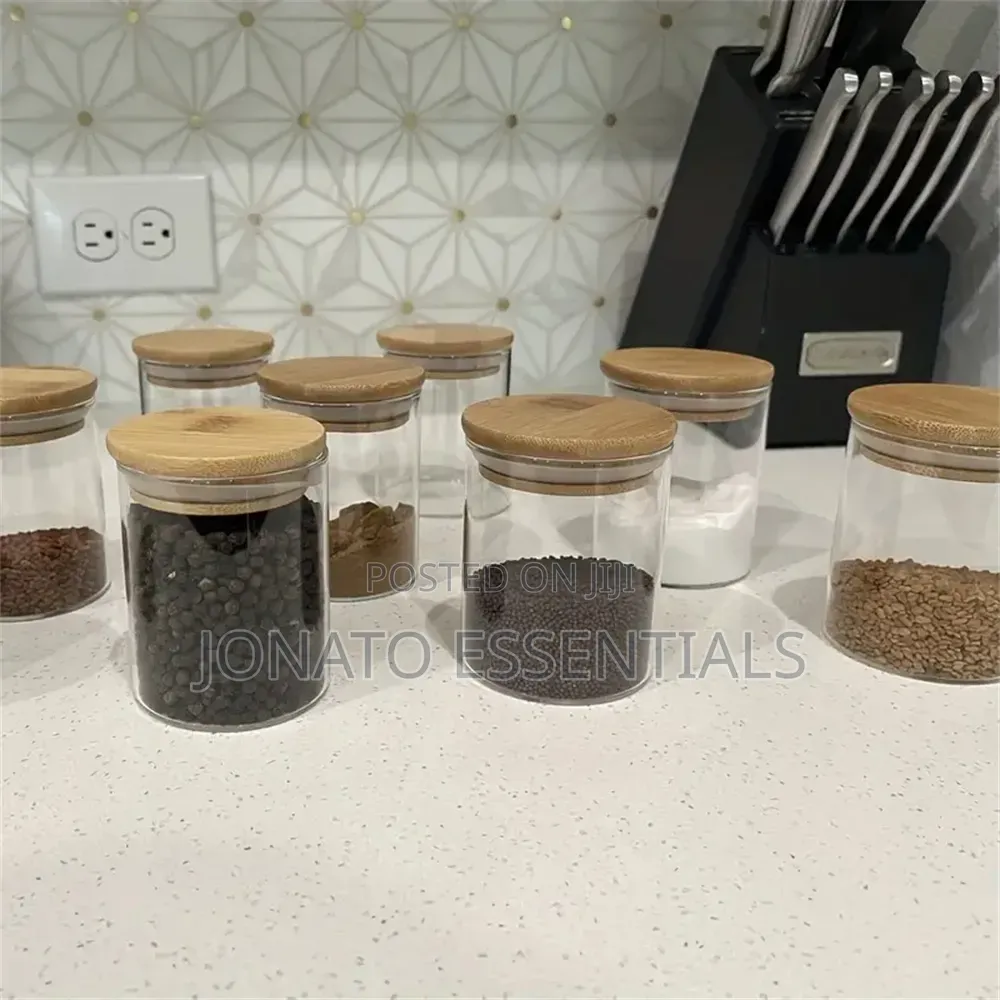 12pcs Glass Storage Jars With Bamboo Lids - Airtight Pantry Organizers