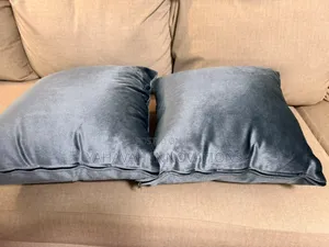 Plush Grey Velvet Throw Pillows, Pair With Inserts (Karen)
