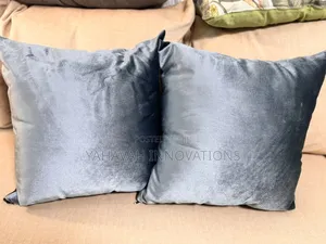 Plush Grey Velvet Throw Pillows, Pair With Inserts (Karen)