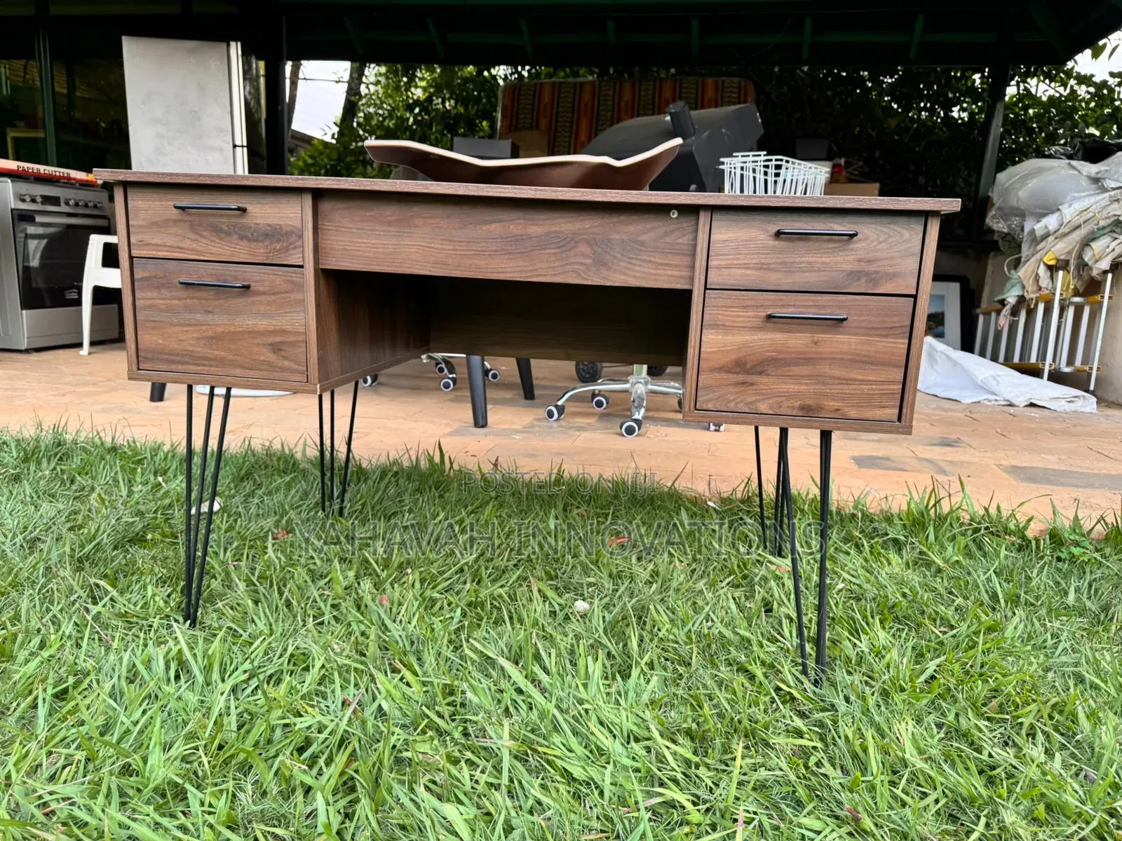 Sleek Walnut Home Office Desk, Hairpin Legs (Karen)