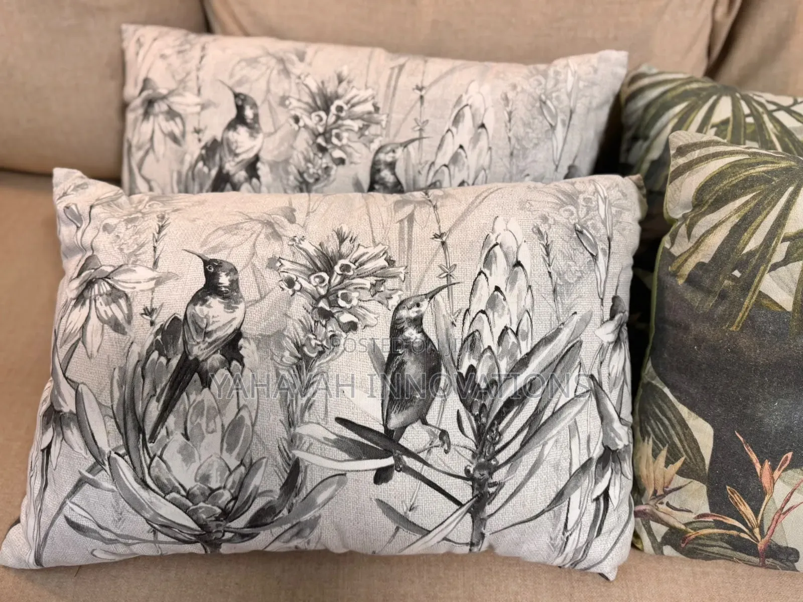 Striking Safari Botanical Print Pillows, Set of 4, 55x35cm (Karen)