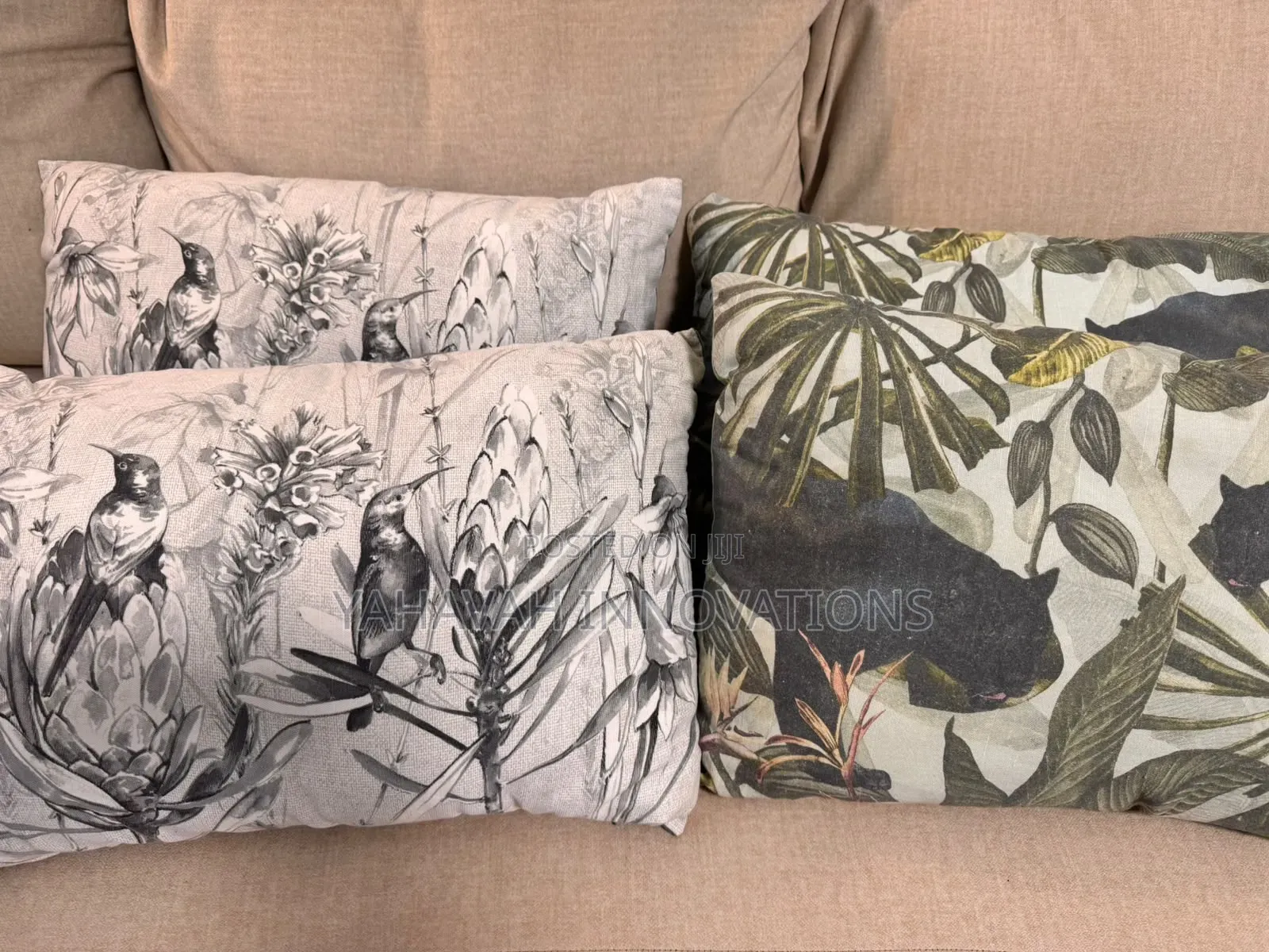 Striking Safari Botanical Print Pillows, Set of 4, 55x35cm (Karen)