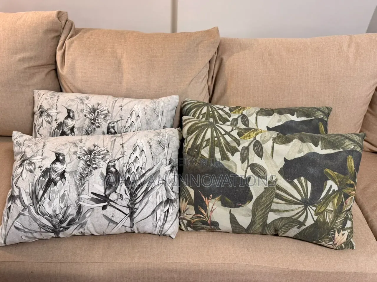 Striking Safari Botanical Print Pillows, Set of 4, 55x35cm (Karen)