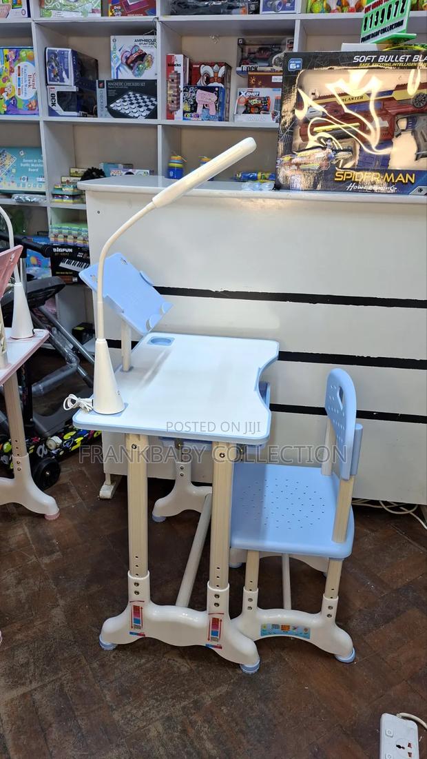 Adjustable Kids Study Table Chair Set With Led Reading Lamp - thumbnail 2