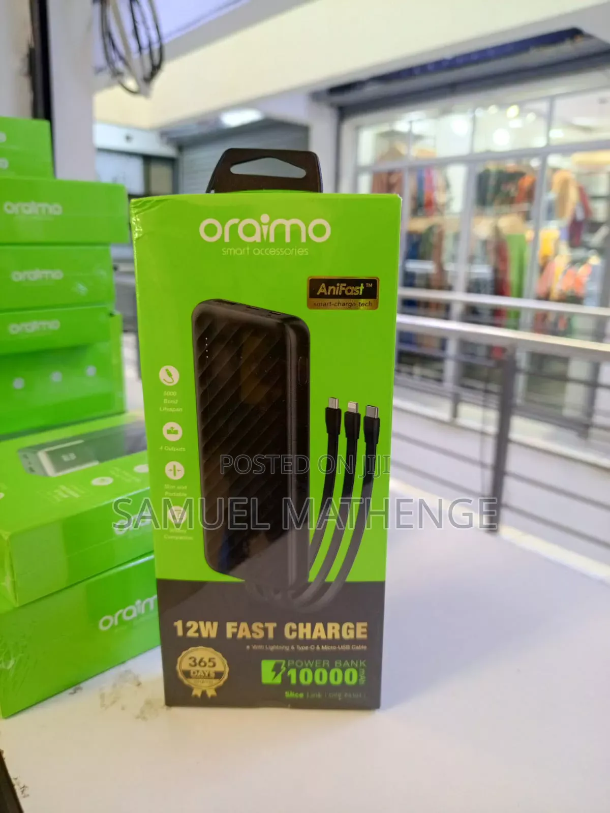 Oraimo 10000mah 12w Fast Charge Power Bank With Built-Smart Charging
