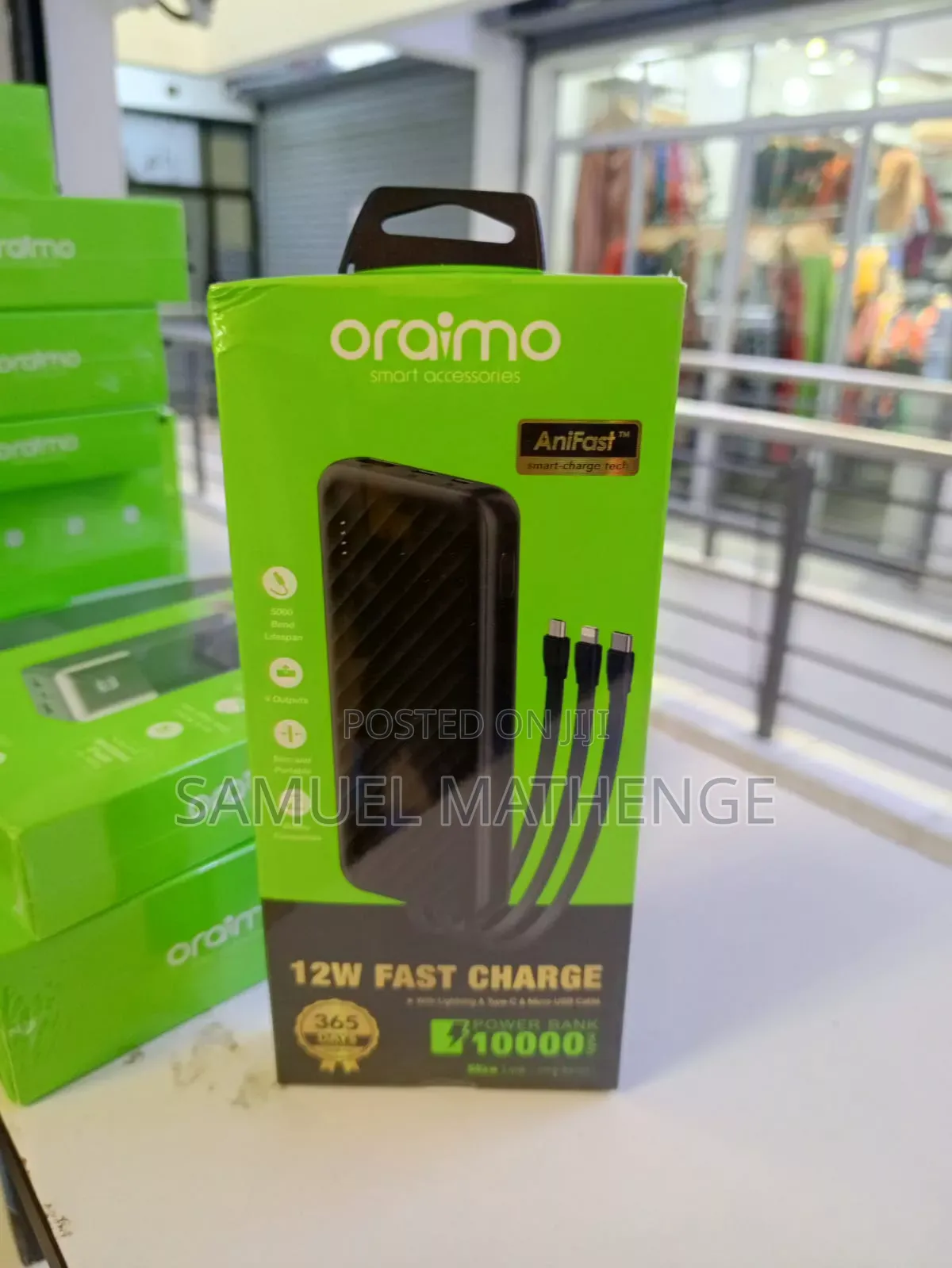 Oraimo 10000mah 12w Fast Charge Power Bank With Built-Smart Charging
