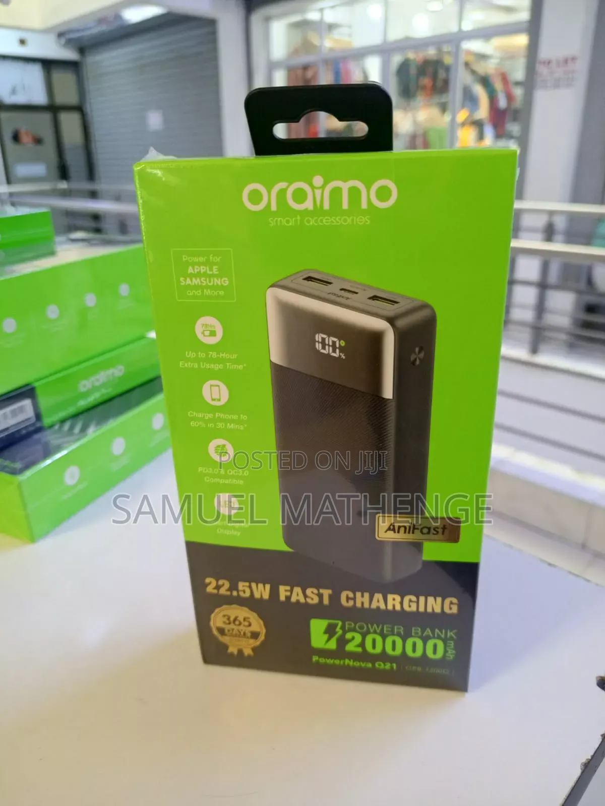 Oraimo 20000mah 22.5w Fast Charging Power Bank With Smart Powernova