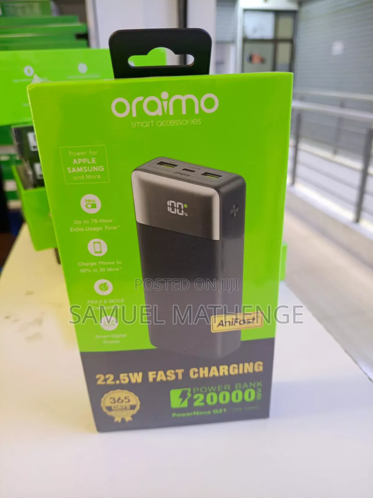 Oraimo Power 20000mah 22.5 Fast Charging Power Bank With Led Display
