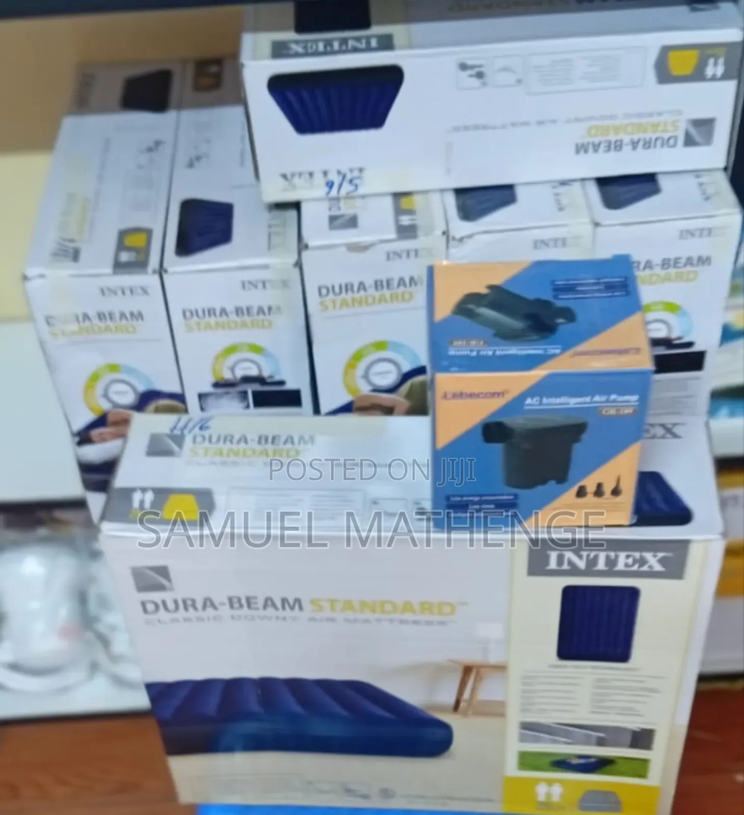 4 by 6 Intex Fiber-Tech Dura-Beam Air Bed With Electric Air Pump