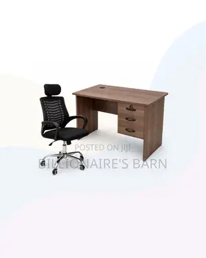 Practical 1m Desk and Headrest Mesh Chair for Office Tasks