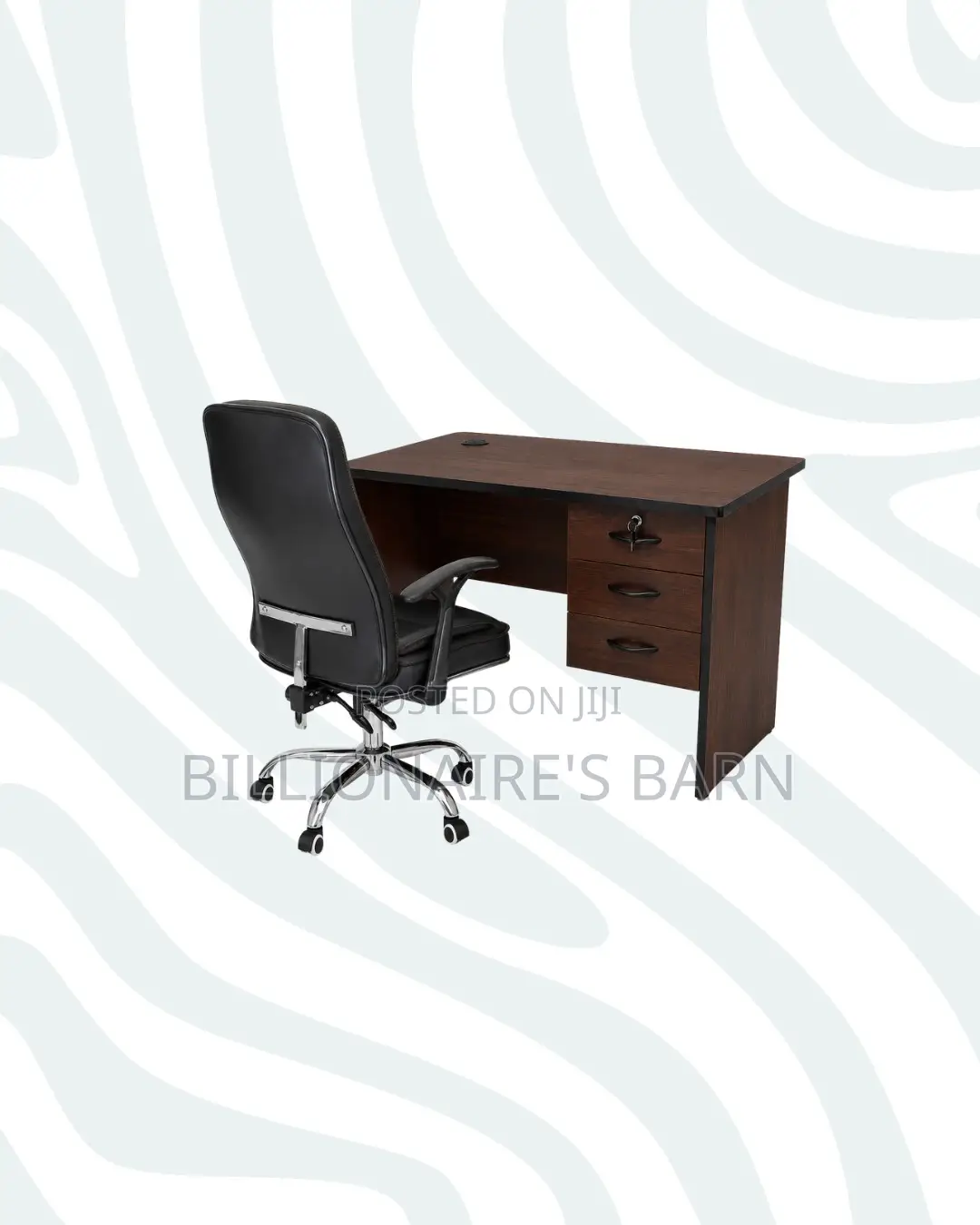 Compact 1m Desk and C35 Executive Leather Chair for Home Use