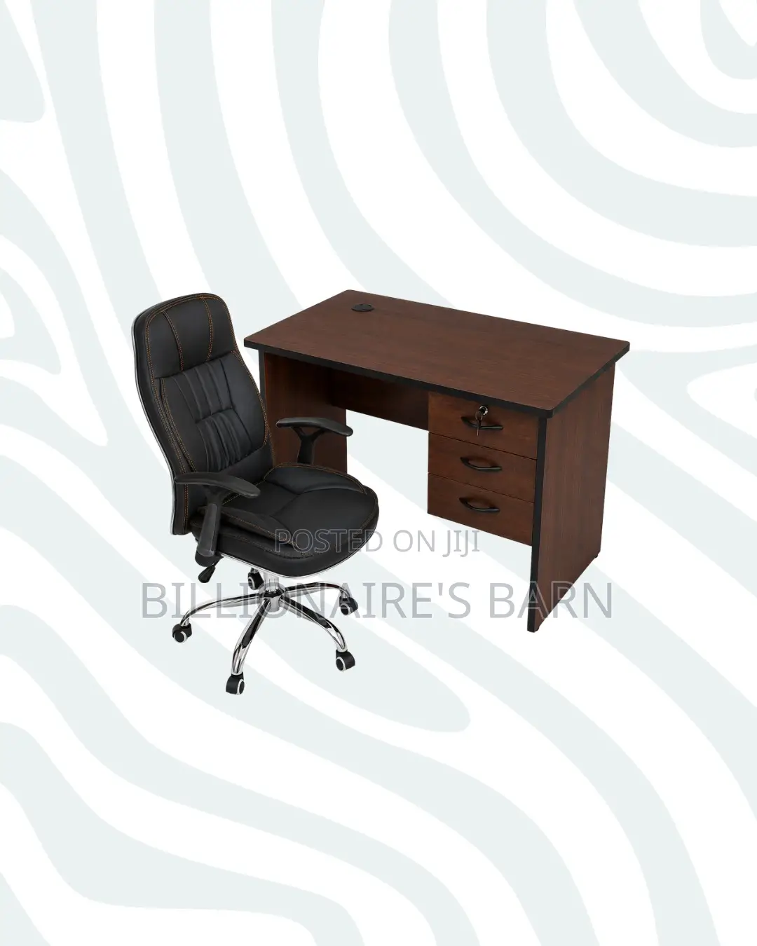 Compact 1m Desk and C35 Executive Leather Chair for Home Use