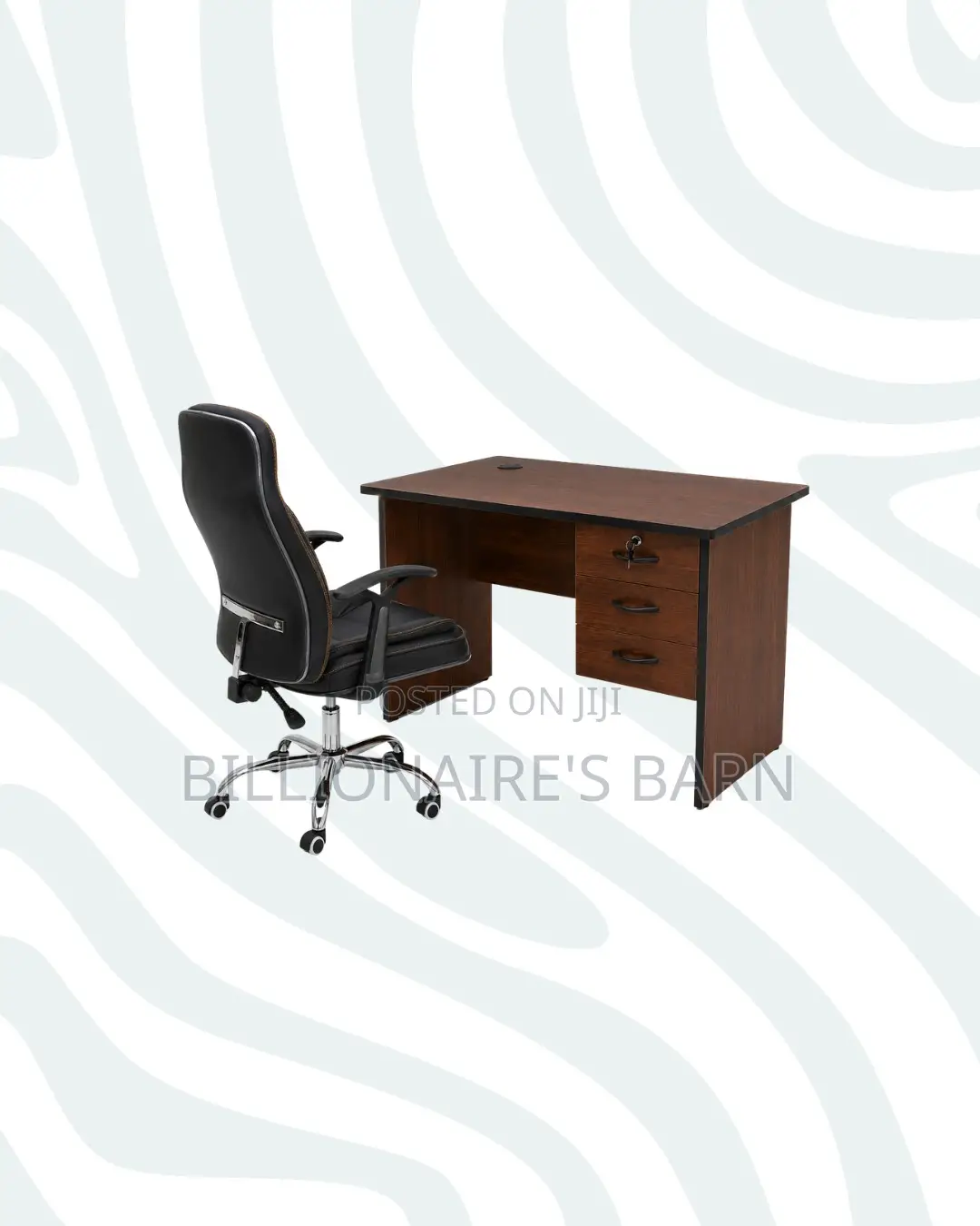 Compact 1m Desk and C35 Executive Leather Chair for Home Use