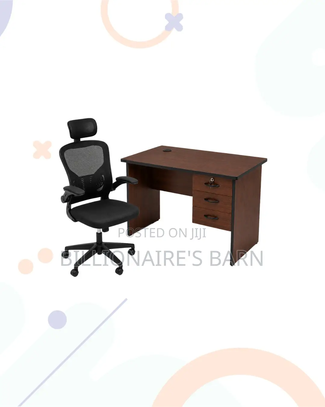 Compact 1m Desk Black Flip-Up Arms Ergonomic Chair for Smooth Routines