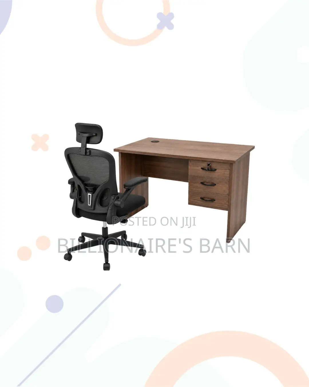 1m Desk and Black Flip-Up Arms Ergonomic Chair for Home Office