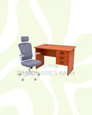 1m Desk and White Flip-Up Arms Ergonomic Chair for Better Workdays