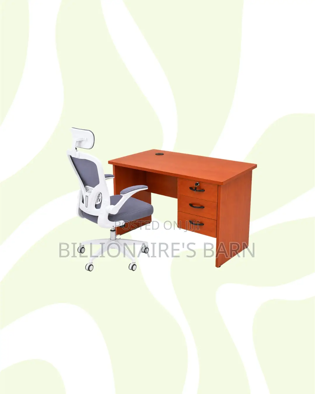 1m Desk and White Flip-Up Arms Ergonomic Chair for Better Workdays