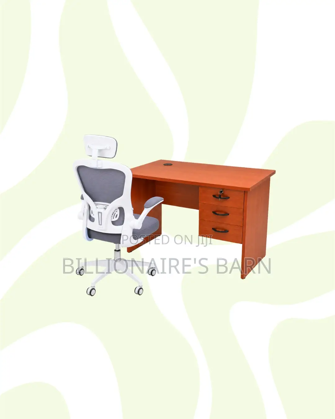 1m Desk and White Flip-Up Arms Ergonomic Chair for Better Workdays