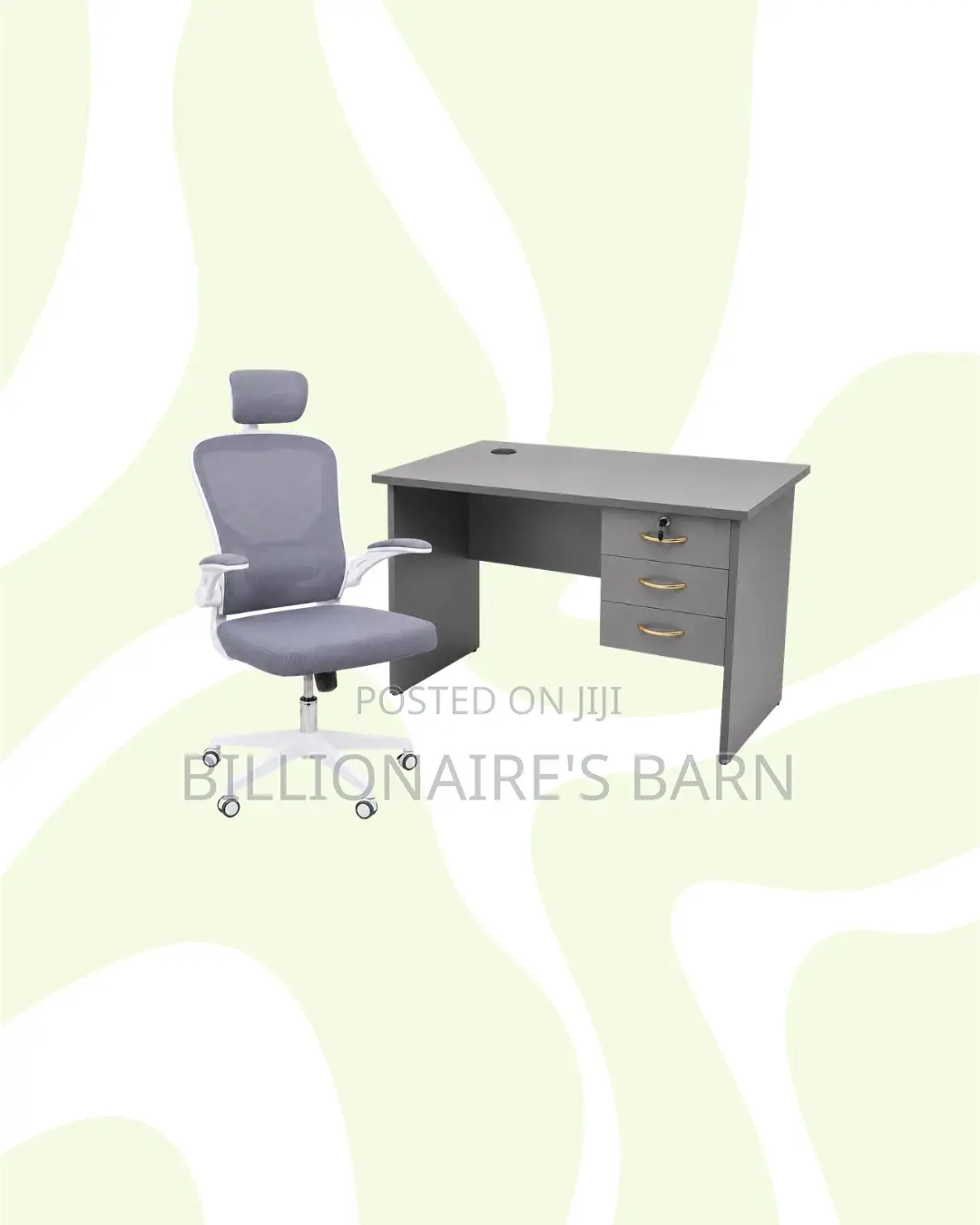 1m Desk and White Flip-Up Arms Ergonomic Chair for Daily Productivity