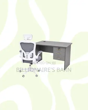 1m Desk and White Flip-Up Arms Ergonomic Chair for Daily Productivity