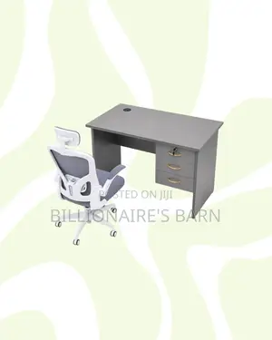 1m Desk and White Flip-Up Arms Ergonomic Chair for Daily Productivity