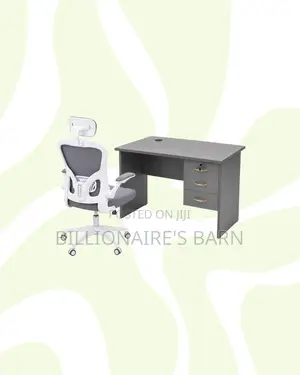 1m Desk and White Flip-Up Arms Ergonomic Chair for Daily Productivity