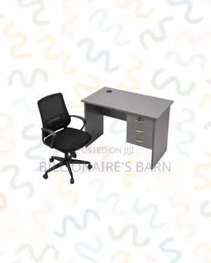 Practical 1m Desk and Black Mid-Back Ergonomic Chair for Home Office
