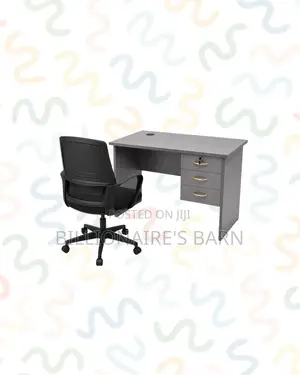 Practical 1m Desk and Black Mid-Back Ergonomic Chair for Home Office