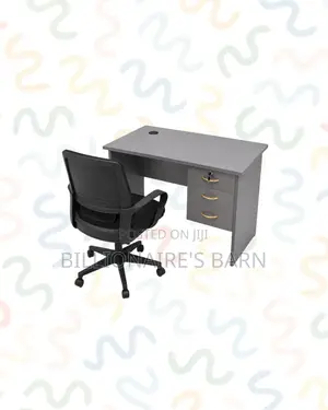 Practical 1m Desk and Black Mid-Back Ergonomic Chair for Home Office