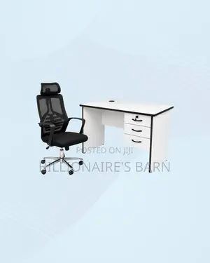 Practical 1m Desk and High-Back Ergonomic Mesh Chair for Focused Work