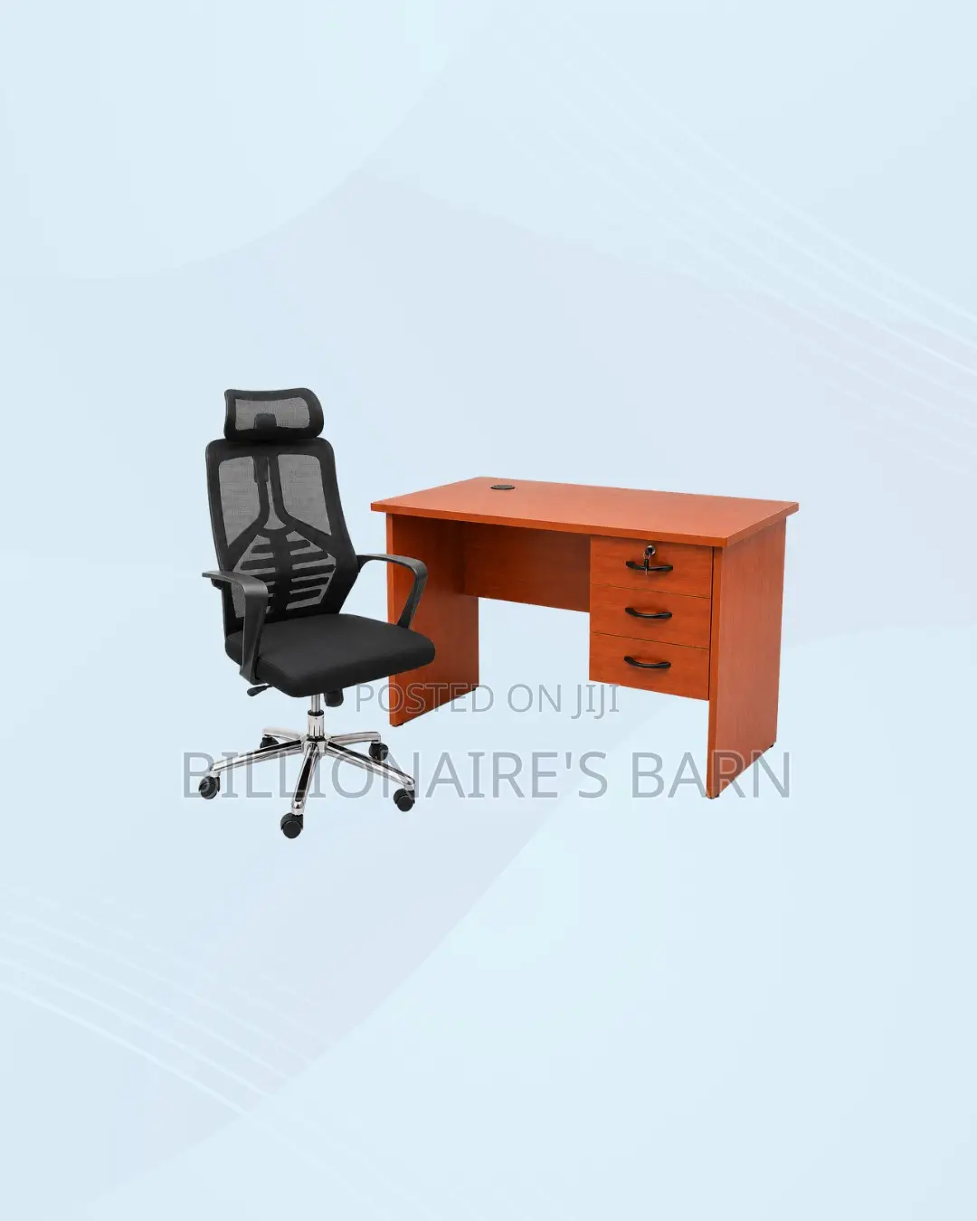 Practical 1m Desk and High-Back Ergonomic Mesh Chair for Office Tasks