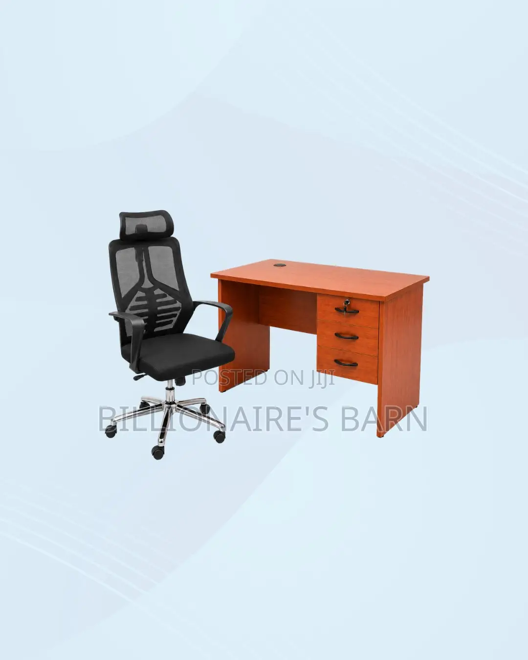 Practical 1m Desk and High-Back Ergonomic Mesh Chair for Office Tasks