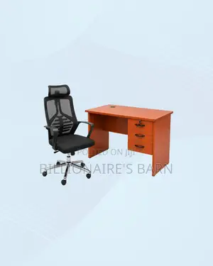 Practical 1m Desk and High-Back Ergonomic Mesh Chair for Office Tasks
