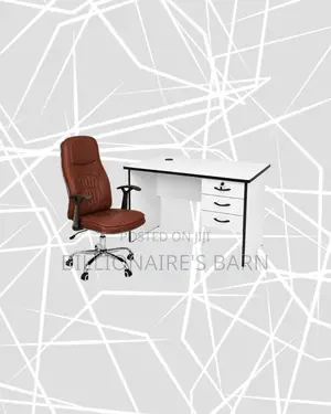 Compact 1m Desk and Brown Executive Leather Chair for Smooth Routines