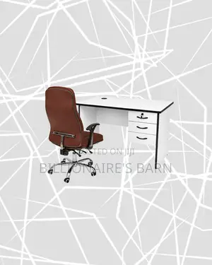 Compact 1m Desk and Brown Executive Leather Chair for Smooth Routines